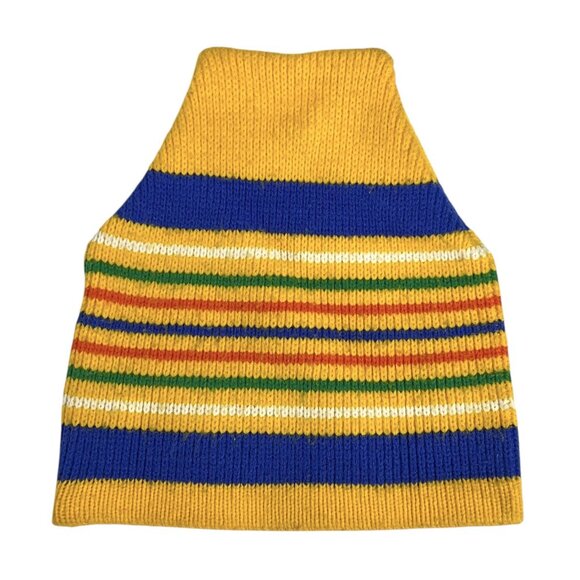 Vtg Wigwam Knit Hat Beanie Retro Ski Rainbow Striped Red Blue Yellow Made USA - Picture 1 of 7